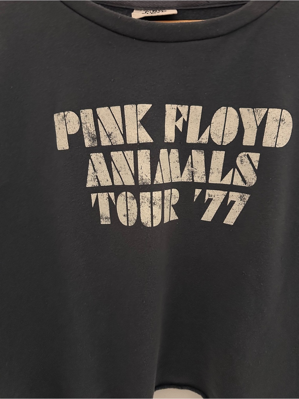 Pink Floyd Black Cropped Tour Sweatshirt with White Graphic - Picture 2 of 6